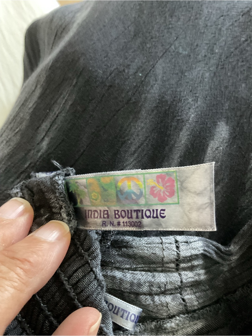 India Boutique Black and Gray Tie-Dye Maxi Skirt with Batik border - Picture 3 of 4